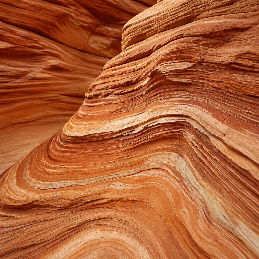 Strati rocciosi sedimentari in tonalità siena e ocra, dettaglio geologico